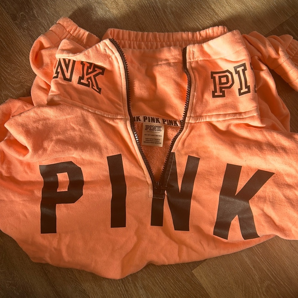 Victoria Secret Pink quarter zip. Coral color.